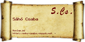 Sáhó Csaba névjegykártya